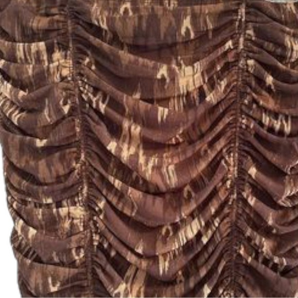 HOUSE OF HARLOW 1960 Ruched Fully Lined Brown & Tan Midi Pencil XL Skirt‎ - Picture 3 of 7